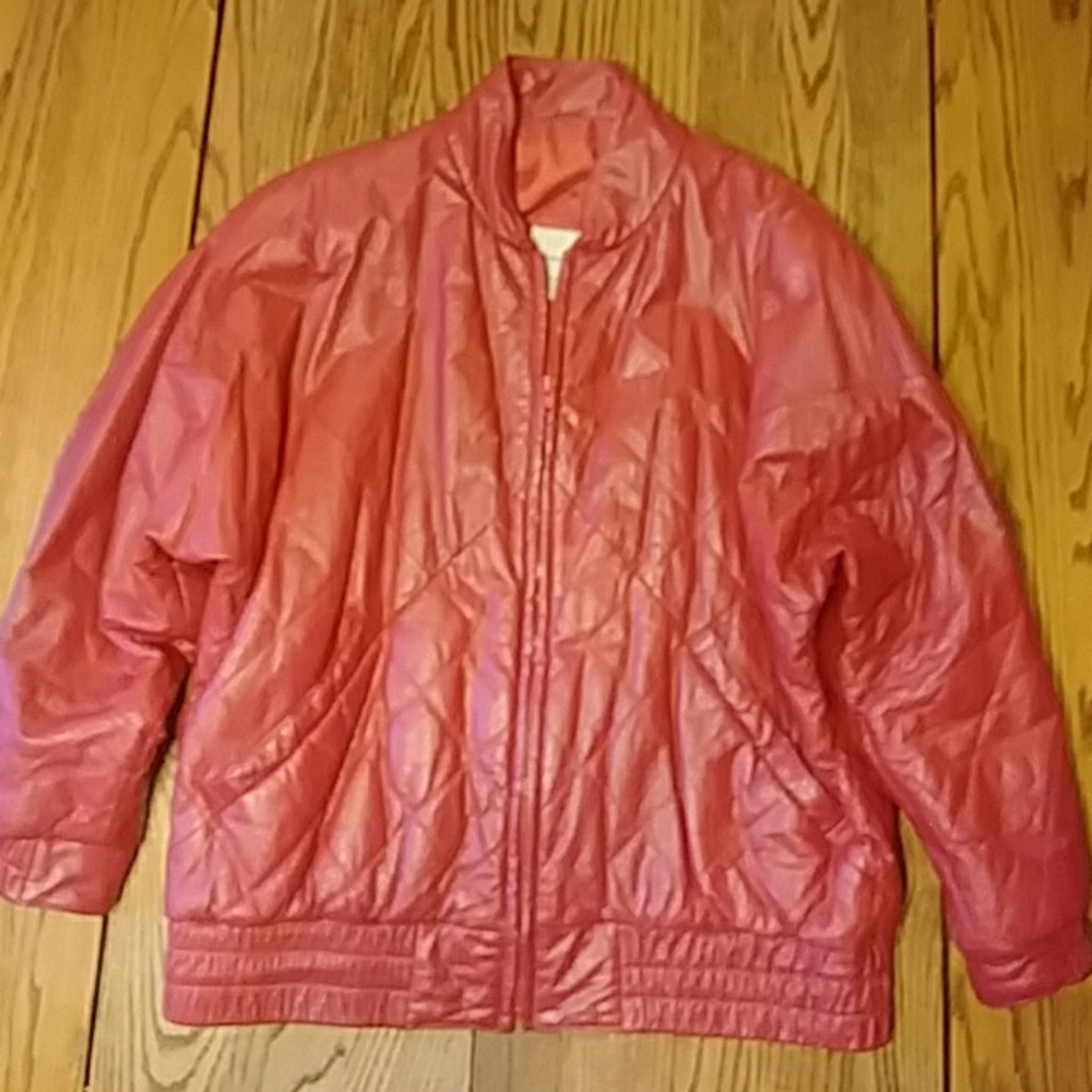 Red Leather Bomber - image 1